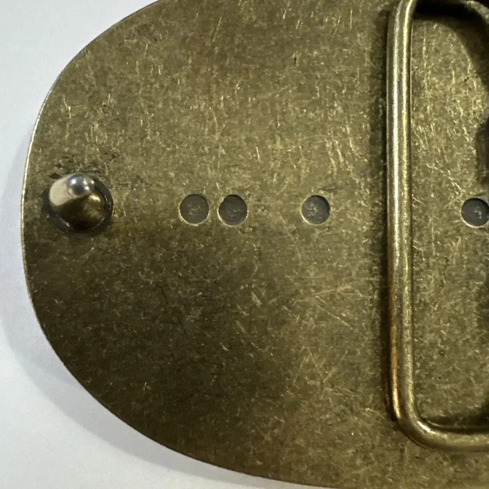 Vintage Alaska Leather Belt Buckle: Sled Dogs Mushing Made in USA